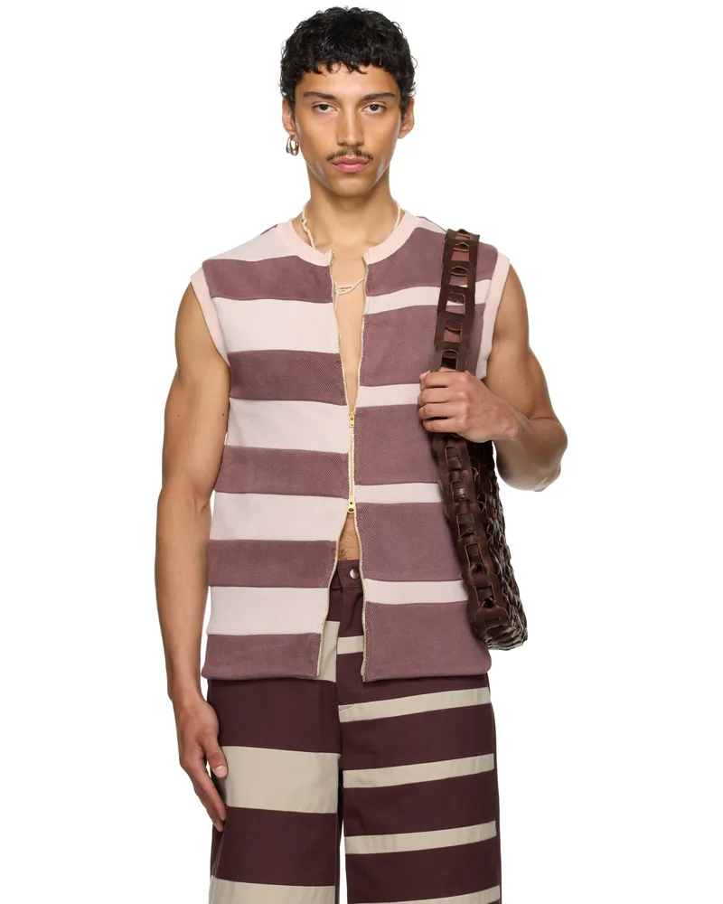 Stanley Raffington SSENSE Exclusive Purple & Pink Contrast Stripe Vest Brown
