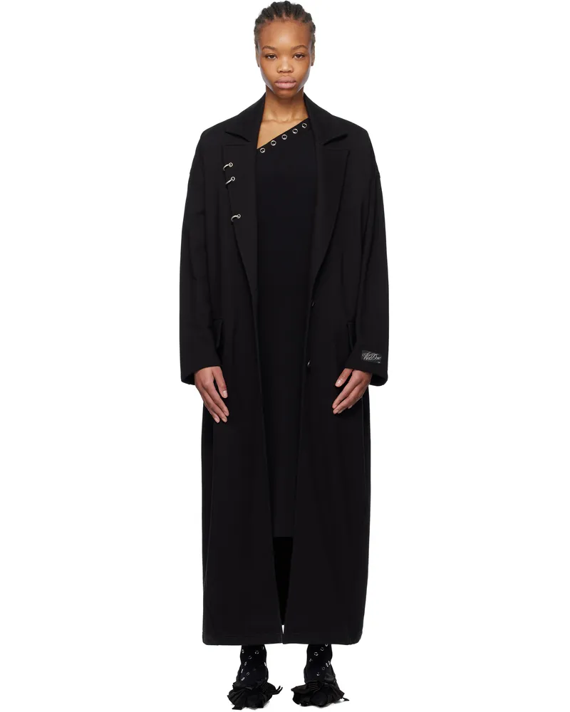 WE 11 DONE Black Pierced Jersey Coat Black