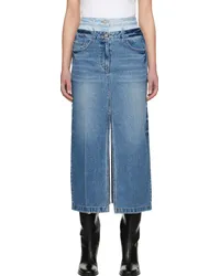 JUUN.J Blue Double Waist Denim Midi Skirt Q