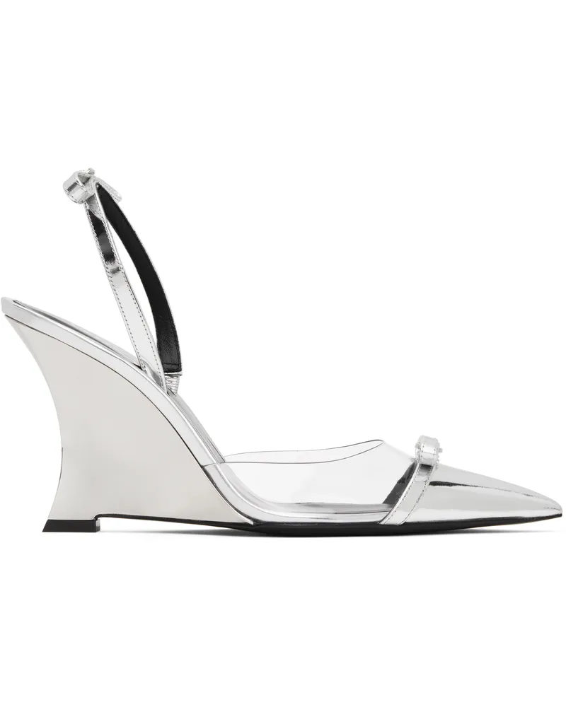 Versace Silver Gianni Ribbon Metallic Wedge 95mm Heels 2t08p-trasparent+sil