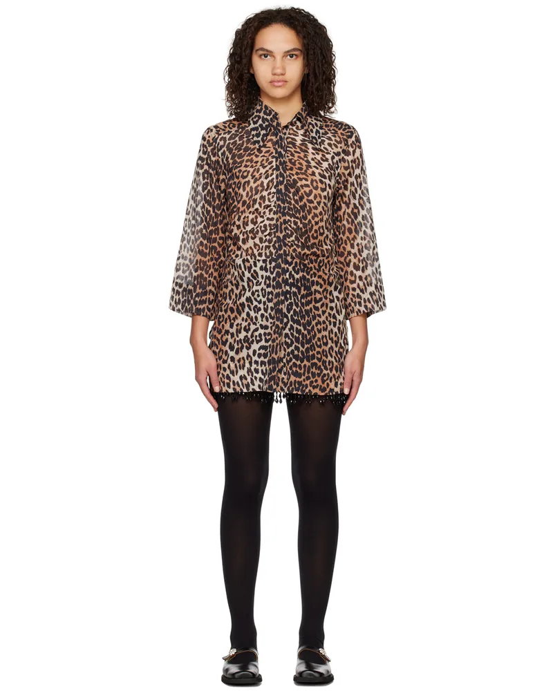 Ganni Brown Leopard Minidress 943