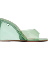 Amina Muaddi Green Lupita Glass Wedge Heeled Sandals Mint