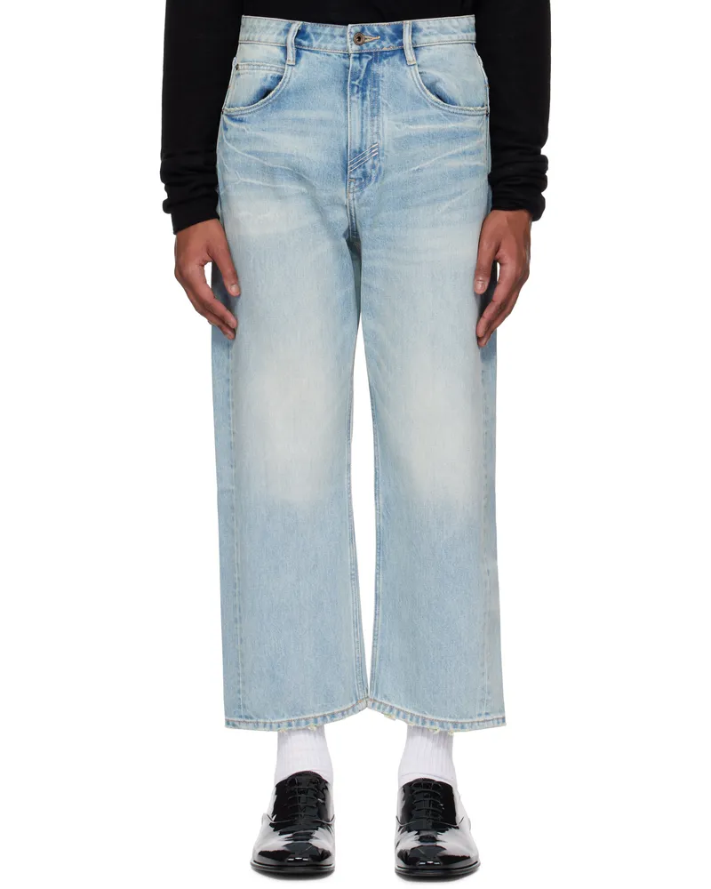 Fax Copy Express Blue Low-Rise Loose-Fit Jeans Light
