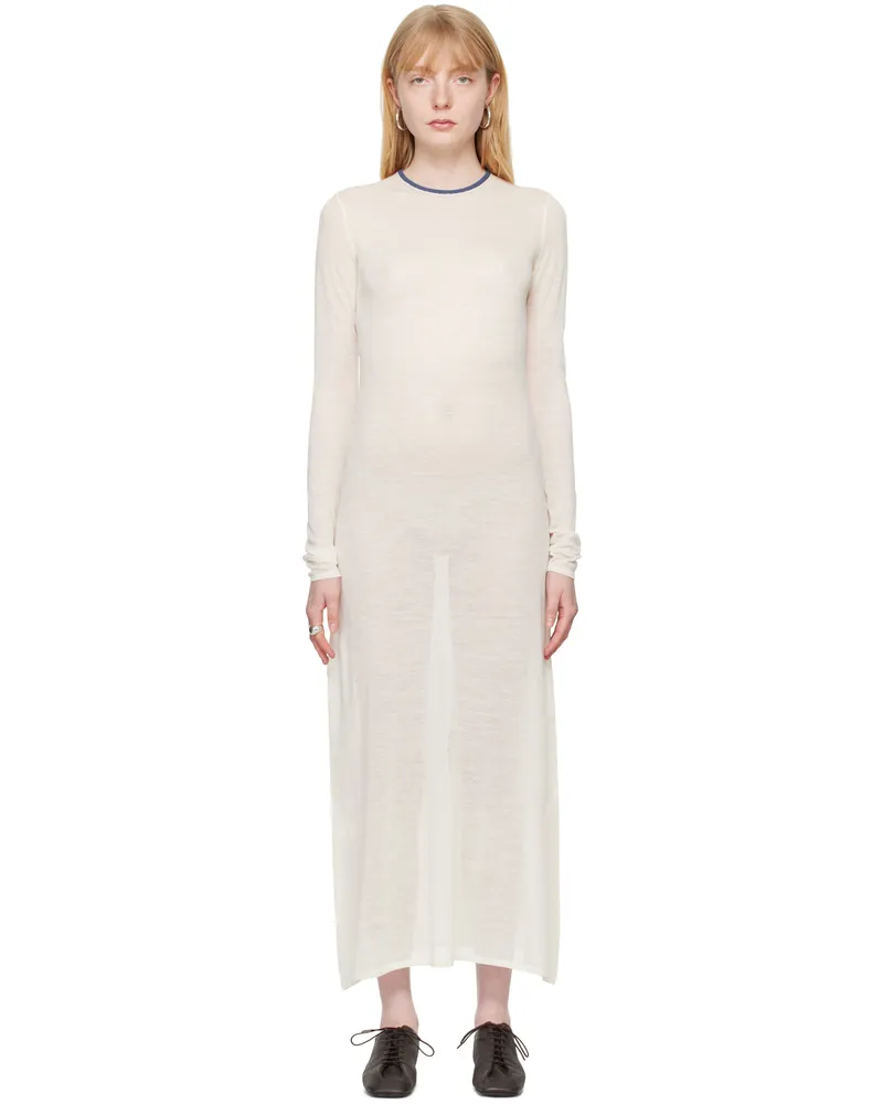 AURALEE Off-White Crewneck Midi Dress Ivory