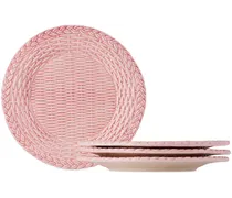 Pink Wicker Side Plate Set, 4 pcs