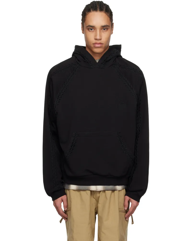 Wooyoungmi Black Line Embroidered Hoodie Black756b