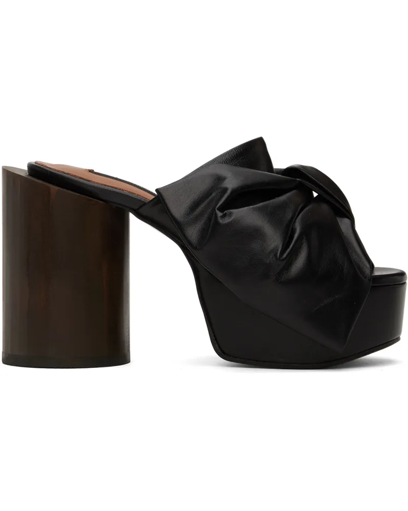 pushBUTTON Black Ribbon Platform Heels Black