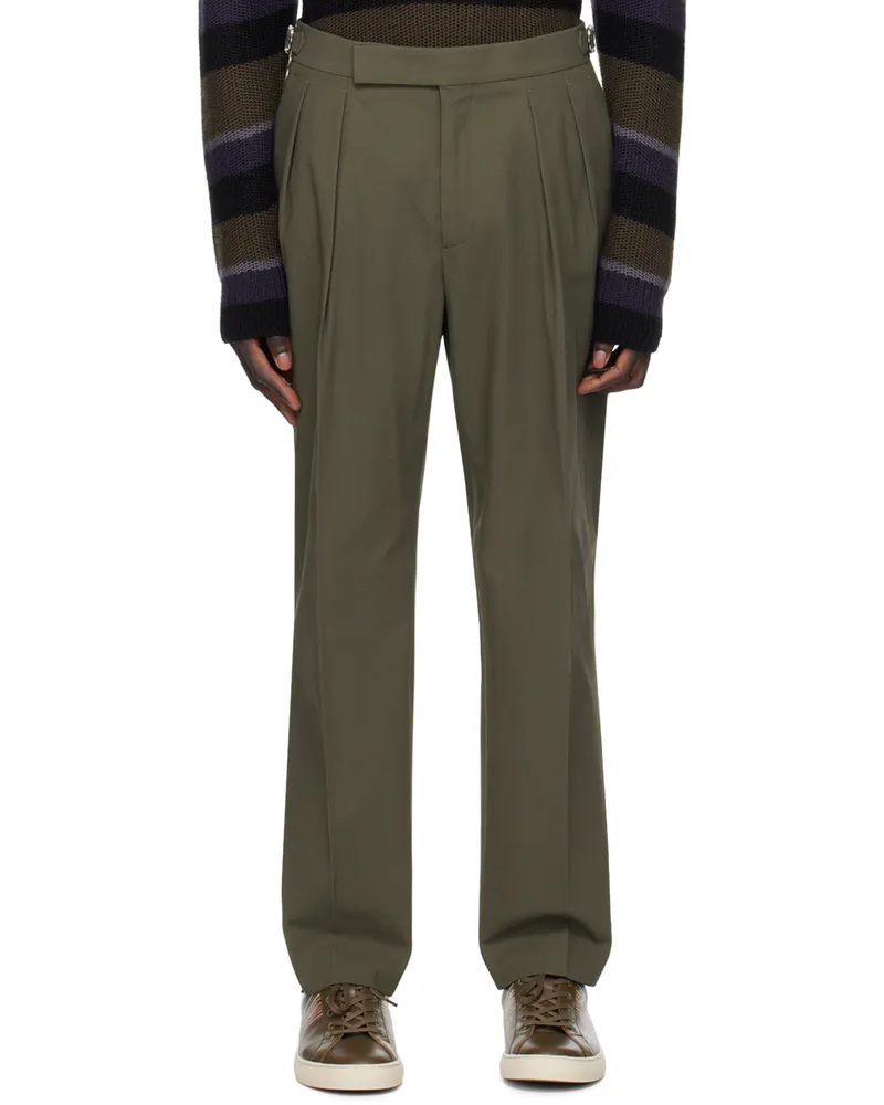 Paul Smith Green Pleated Trousers 35