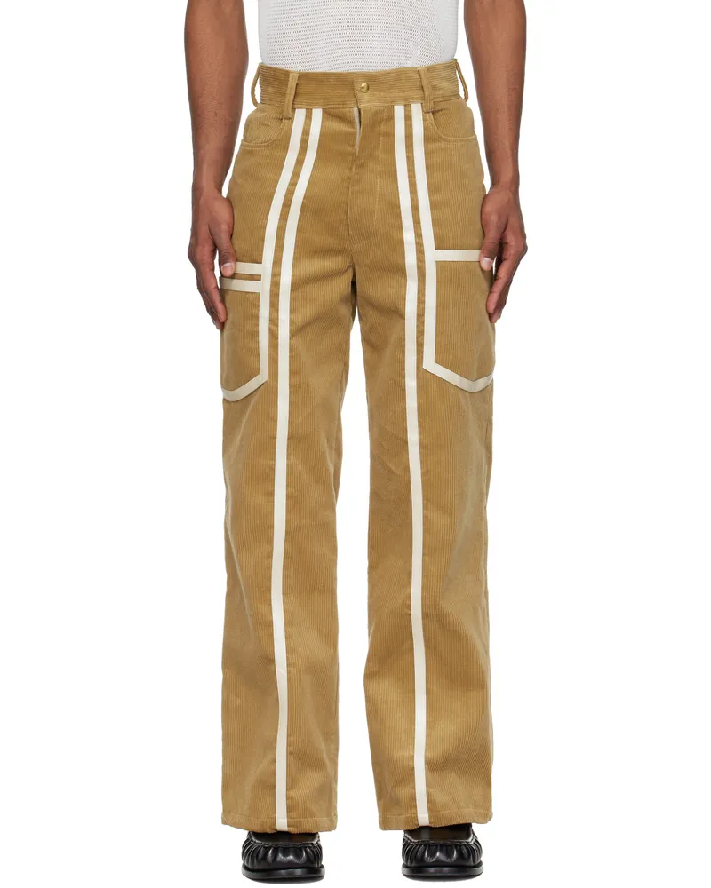 Stanley Raffington Beige Corduroy Cargo Pants Beige