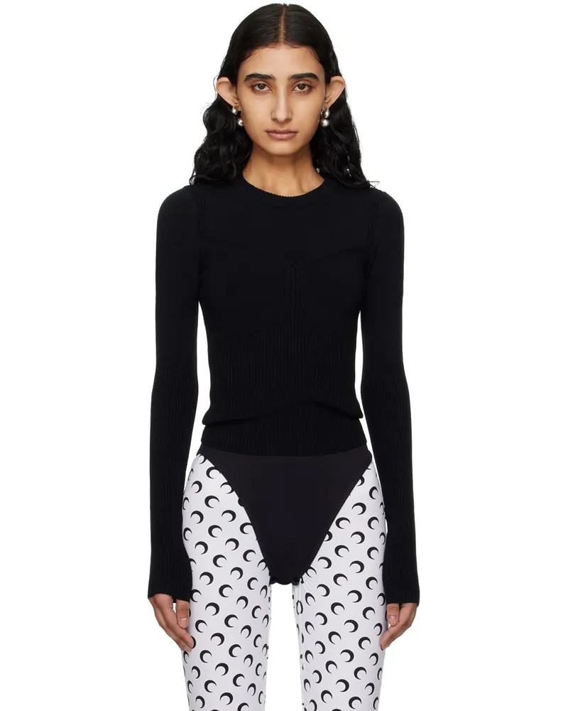 Marine Serre Black Rib Sweater Bk99