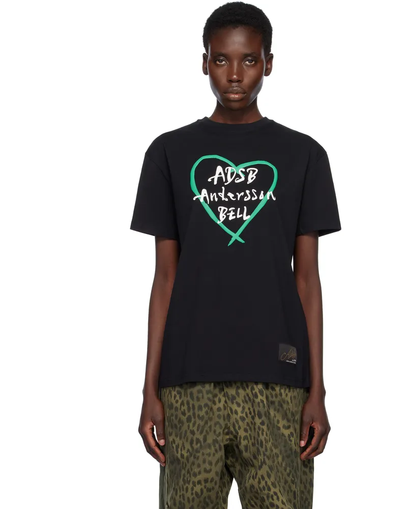 Andersson Bell Black Heart Kelly Logo T-shirt Black