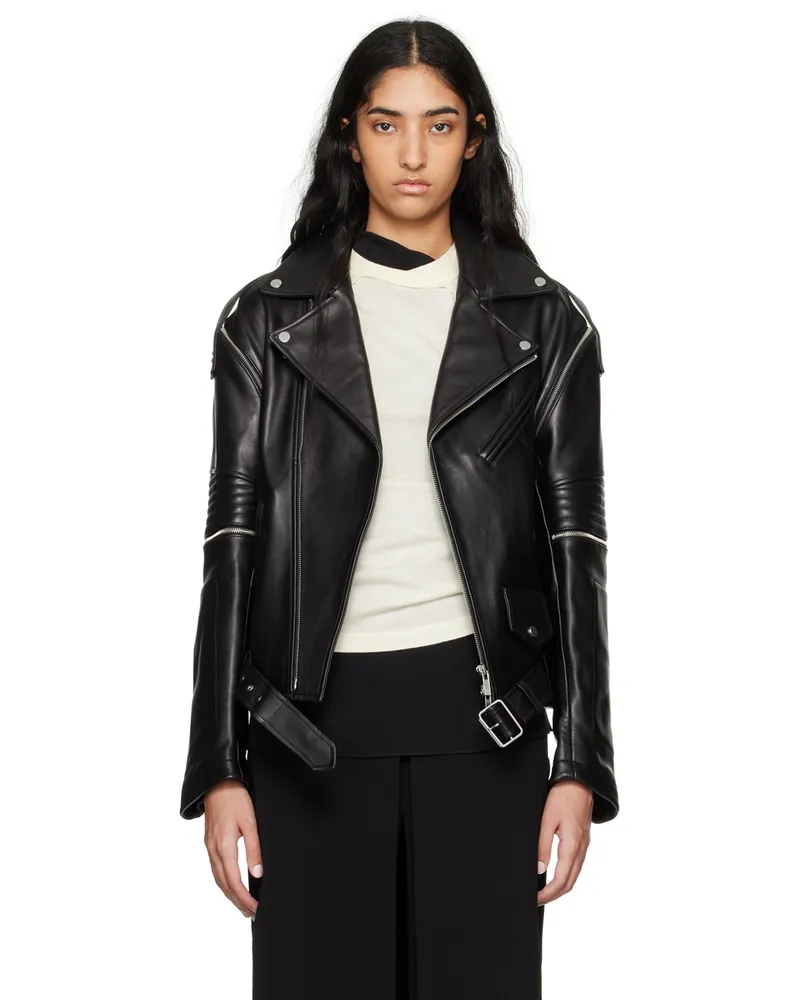 Helmut Lang Black Astro Biker Leather Jacket Black