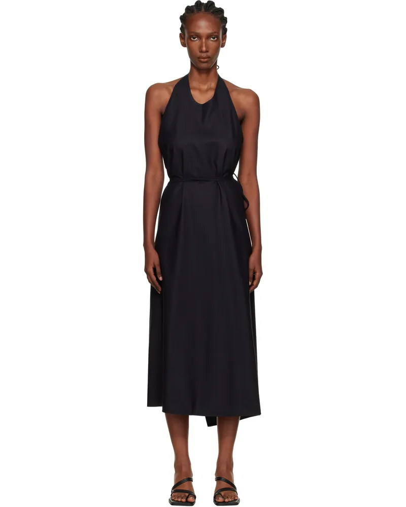 Baserange Black Apron Midi Dress Black