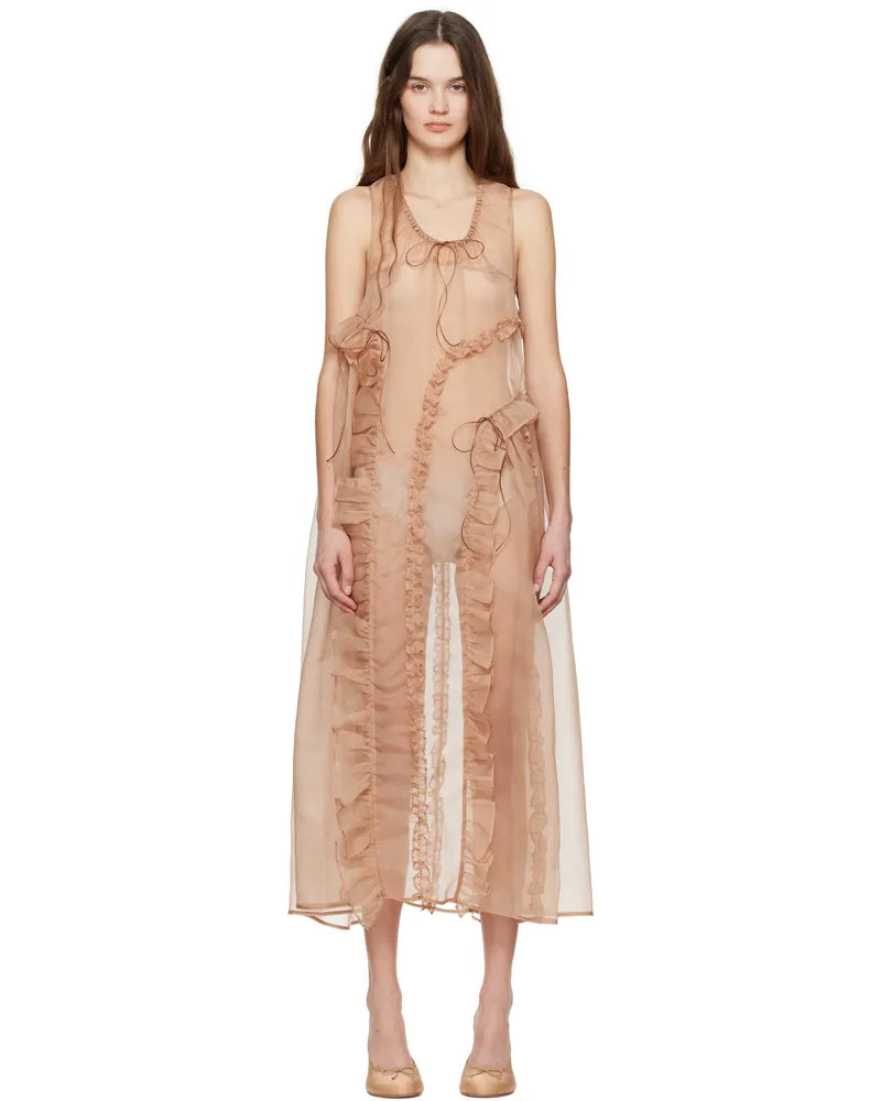 Cecilie Bahnsen Beige Opal Midi Dress Chestnut
