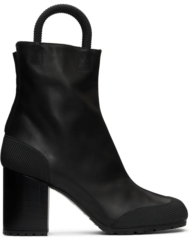 Random Identities Black Leather Worker Boots 10000