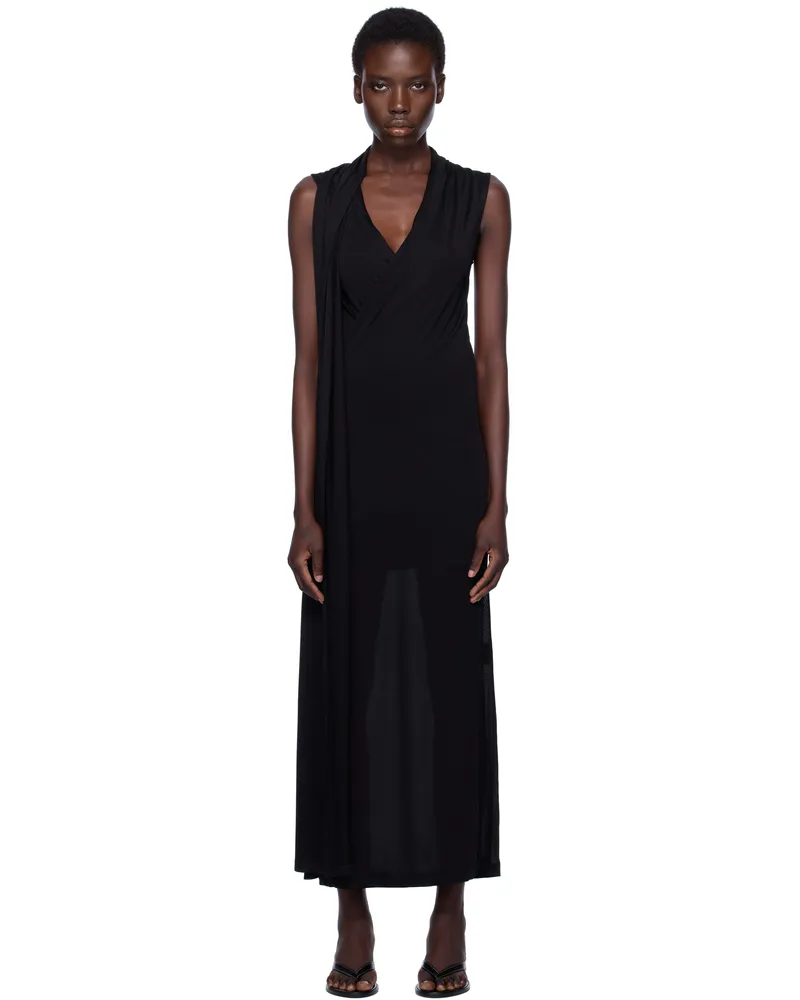 Totême Black Overlapped Scarf Maxi Dress Black