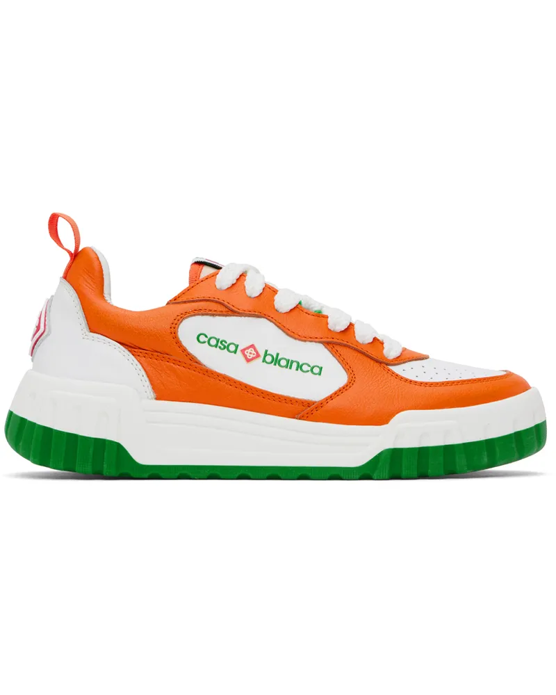 Casablanca Paris White & Orange Court Sneakers Orange