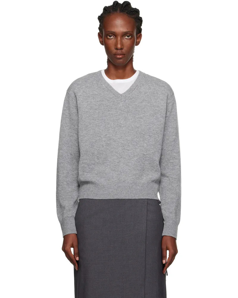 Dunst Gray Cashmere V-Neck Sweater Melange