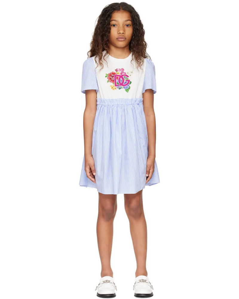 Dolce & Gabbana Kids Blue & White Striped Dress S9000