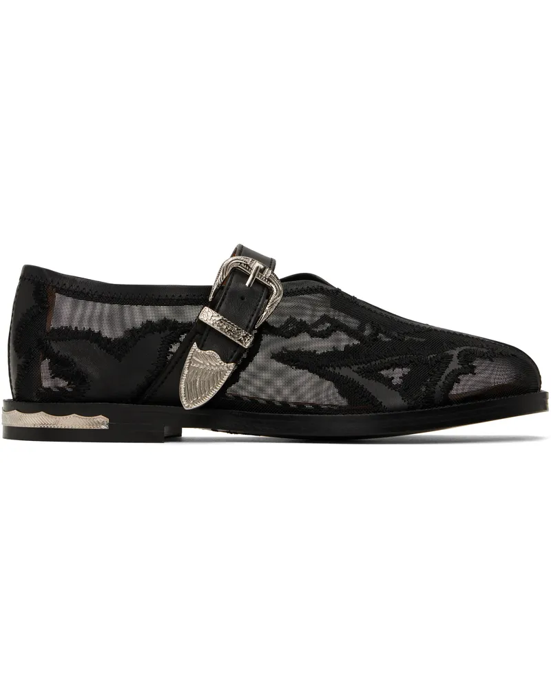 Toga Black Mesh & Leather Loafers Black
