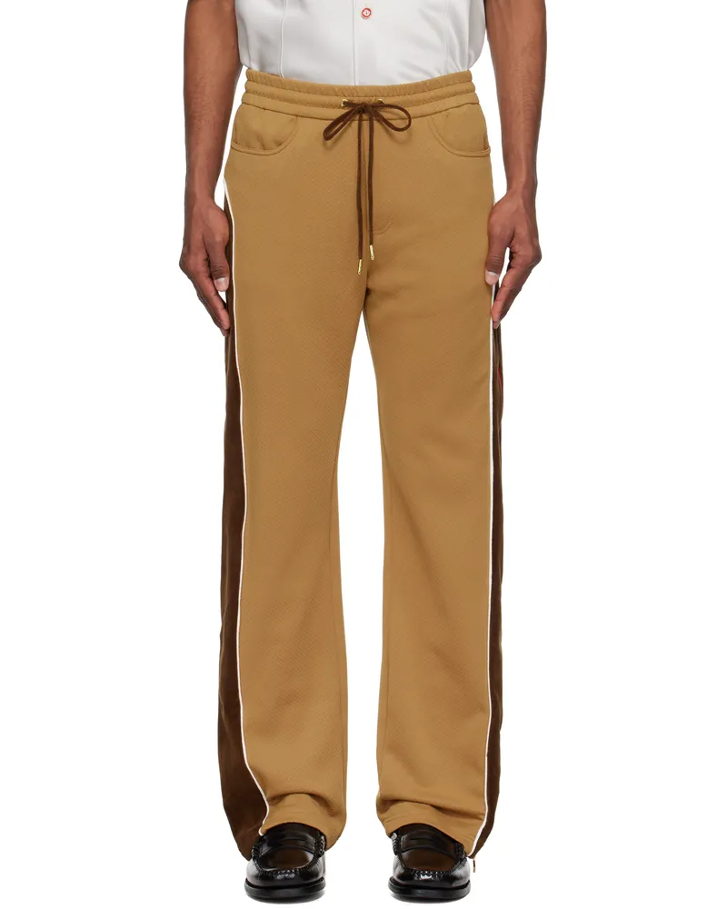 Casablanca Paris Brown & Beige Chenille Panelled Track Pants Beige