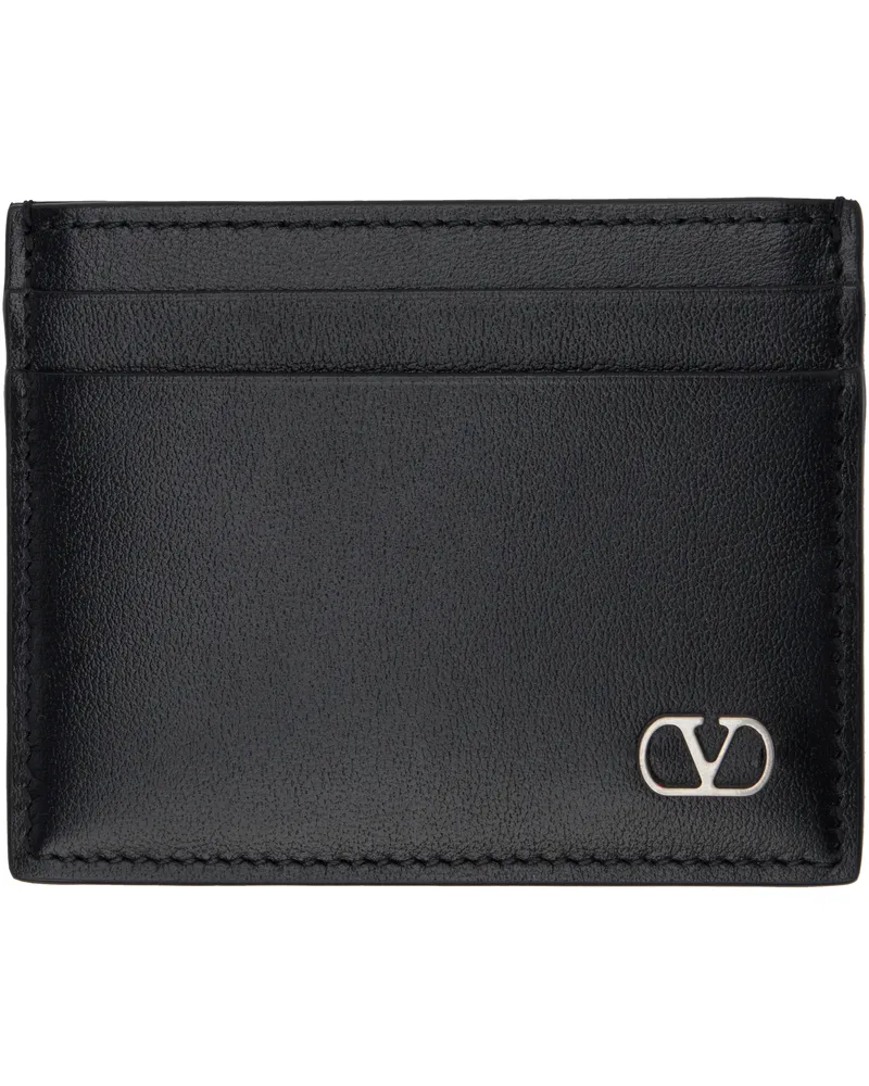 Valentino Garavani Black Vlogo Signature Card Holder 0no