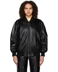 Stella McCartney Black Alter Mat Faux-Leather Bomber Jacket Black