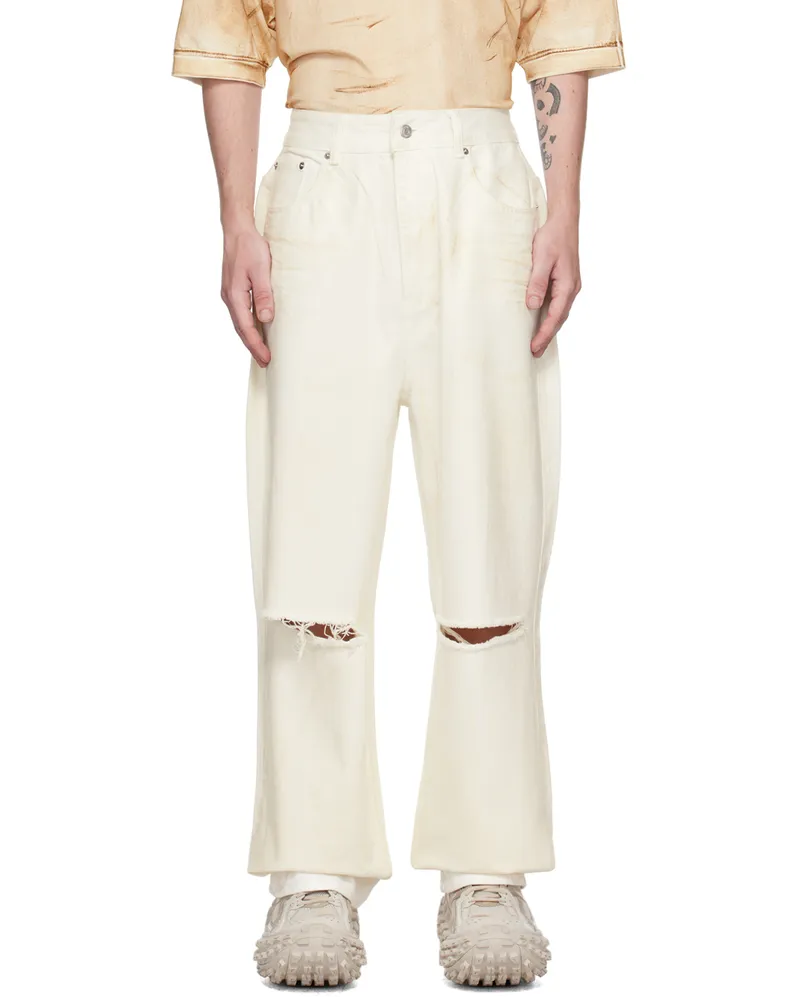 WE 11 DONE White Foil Coated Jeans White