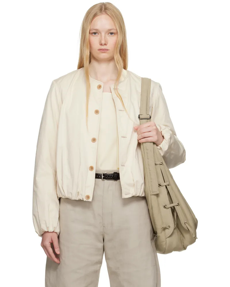 Christophe Lemaire Off-White Wadded Bomber Jacket Wh014