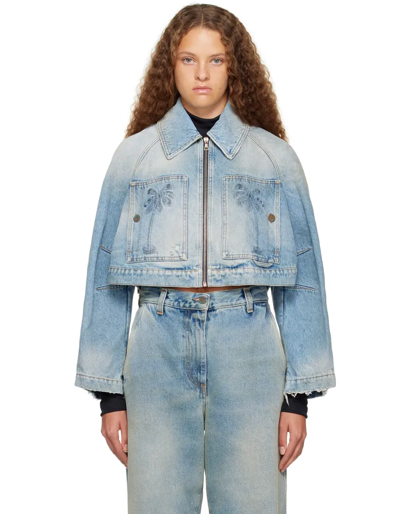 Palm Angels Blue Paris Denim Jacket Light