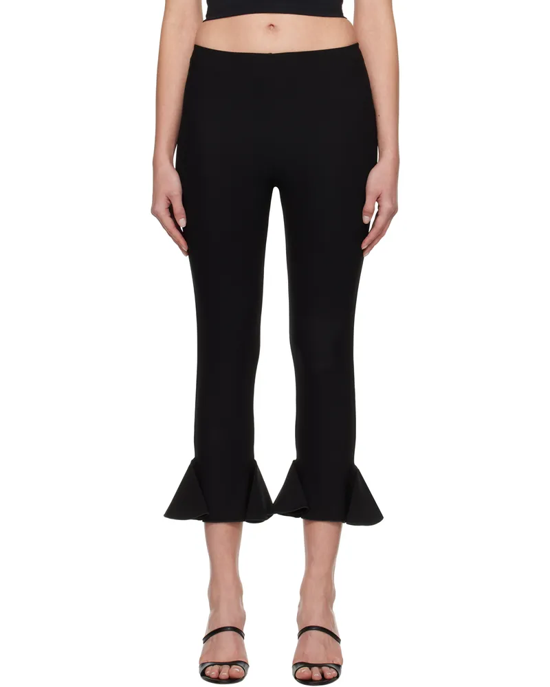 Nensi Dojaka Black Cropped Flared Trousers Black