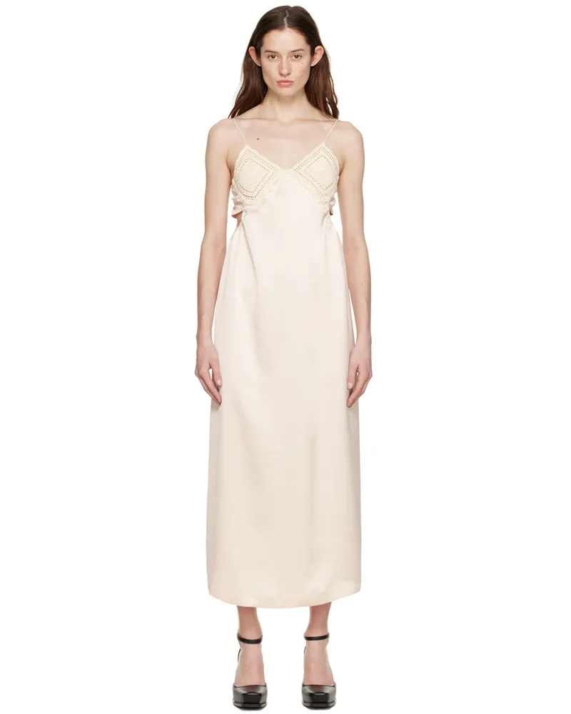 LVIR Beige V-Neck Midi Dress Light
