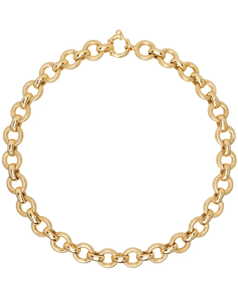 Ernest W. Baker Gold Large Engraved Chain Necklace Gold