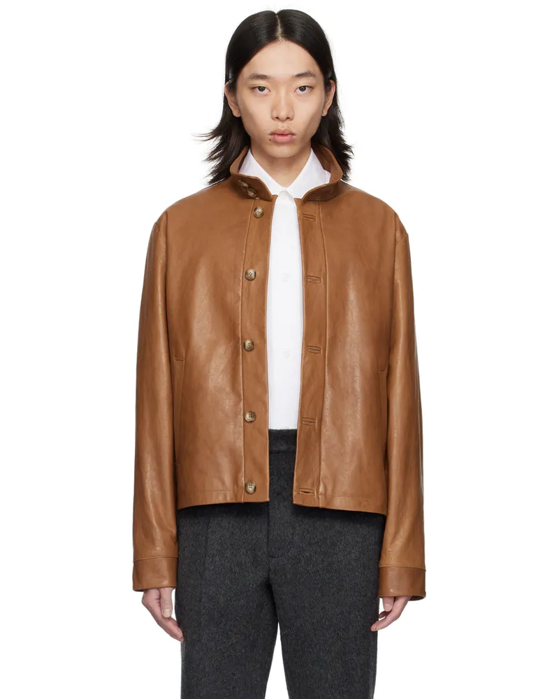 16ARLINGTON Tan Haeto Leather Jacket Cognac