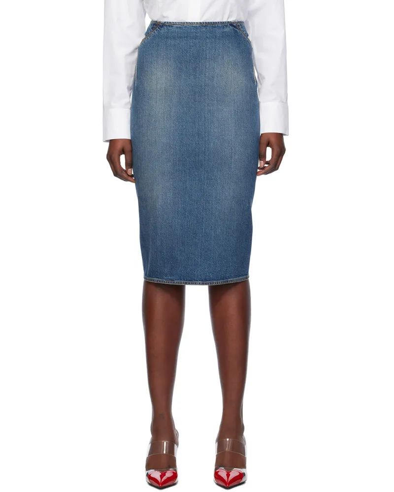 Alaïa Blue Pencil Denim Midi Skirt 525