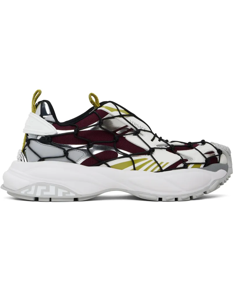 Versace White & Burgundy 'Versace' Mercury M_VS_03 Sneakers 6l210-plum+white+bla