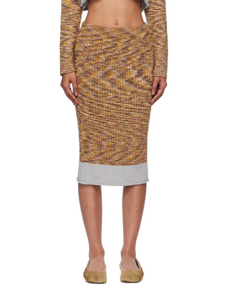 Baserange Multicolor Waste Midi Skirt Brown