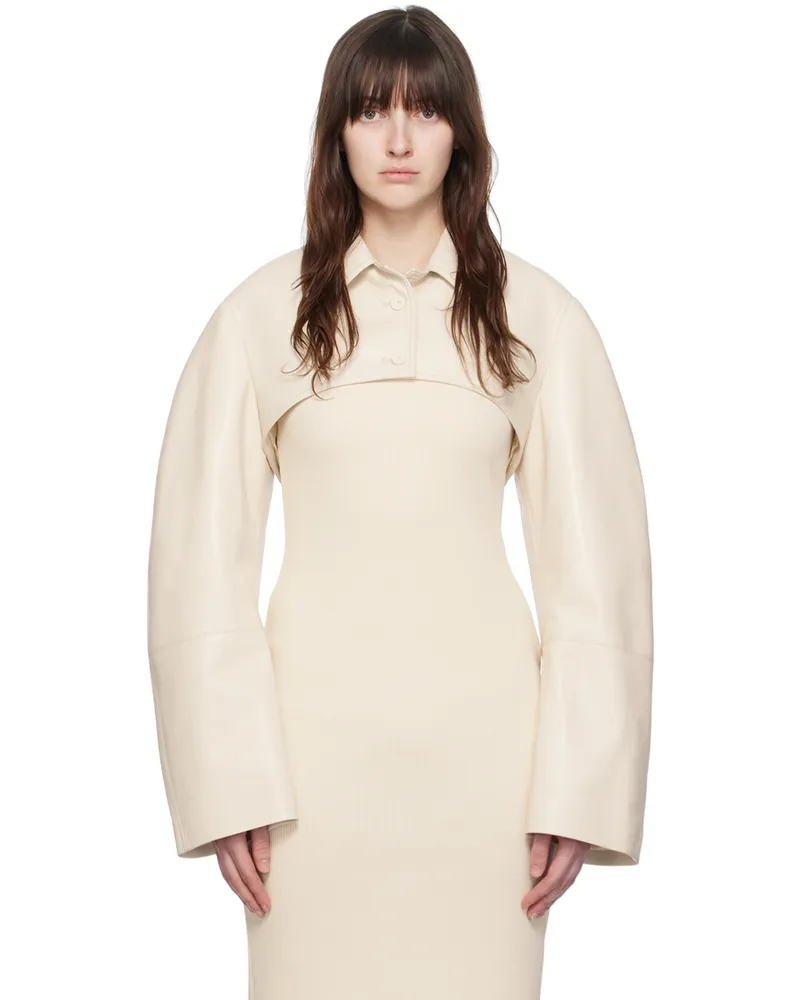 Nanushka Off-White Brisia Leather Jacket Creme