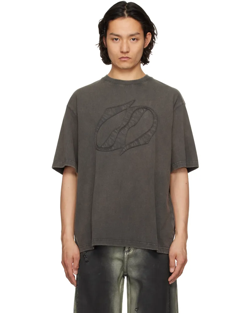 WE 11 DONE Gray Selldone Patch T-shirt Charcoal