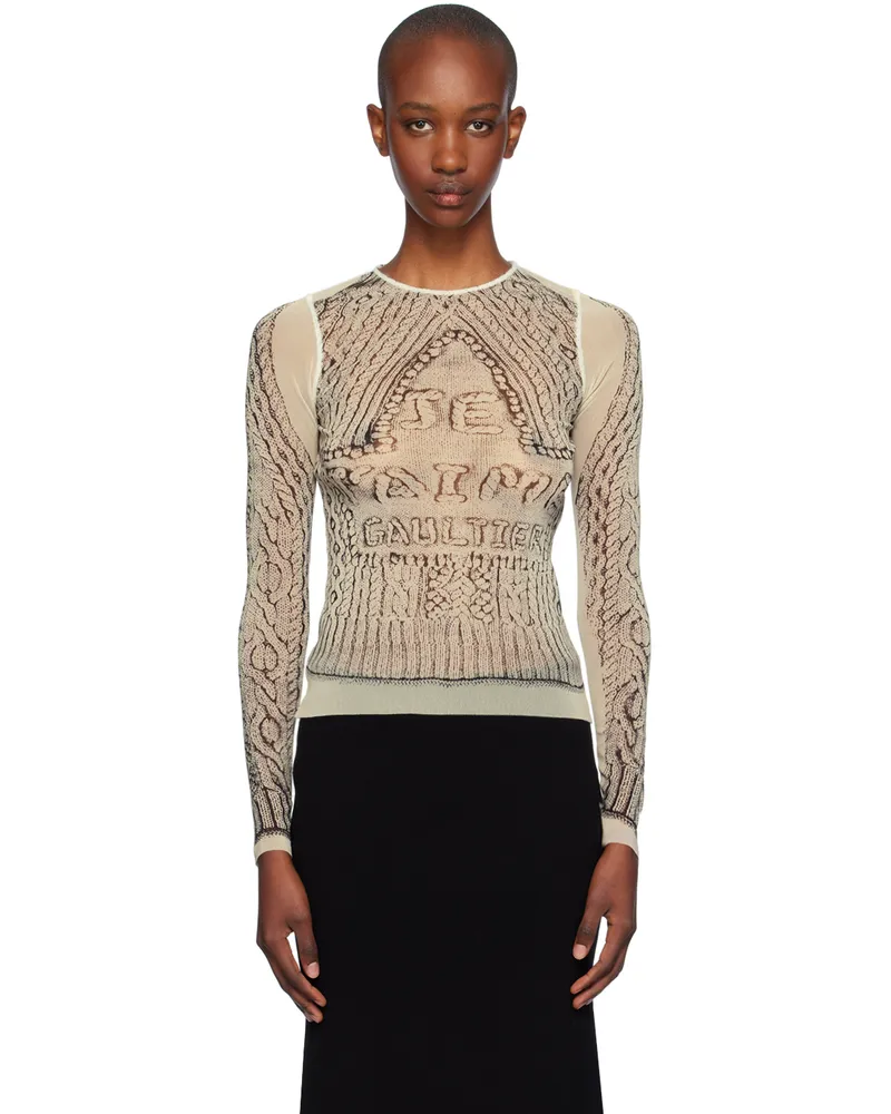 Jean Paul Gaultier Beige & Black 'Je T'aime' T-shirt 6900-lightbeige