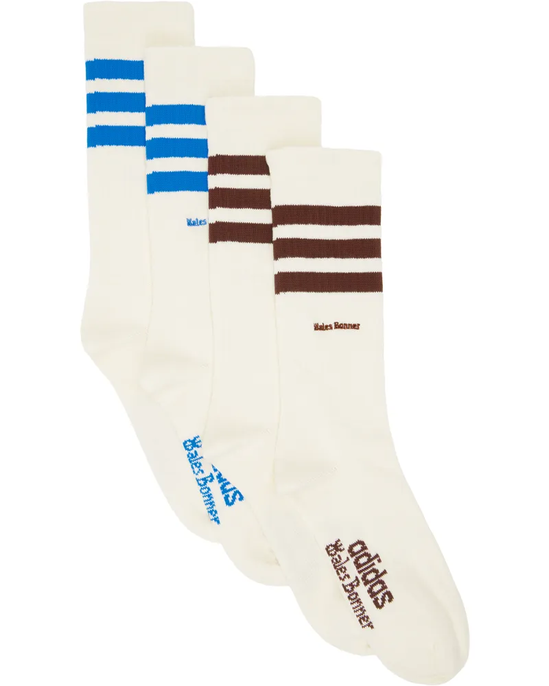 Wales Bonner Two-Pack Off-White adidas Originals Edition Stripe Socks Clk