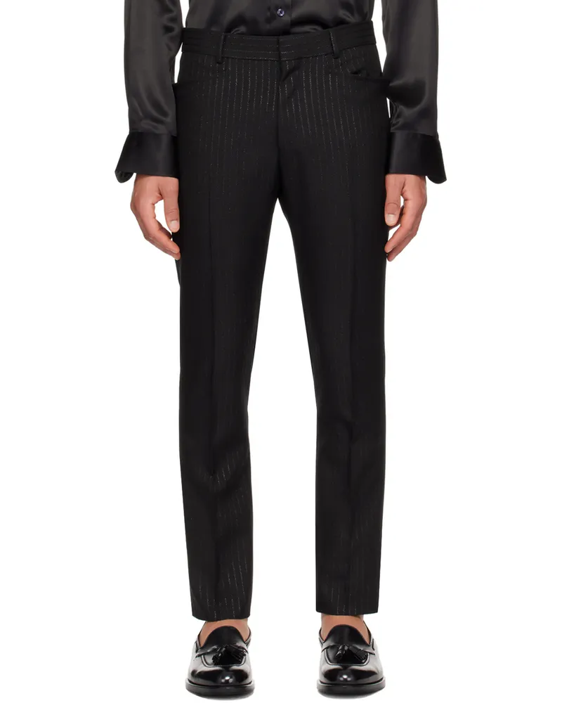 Tom Ford Black Stripe Trousers Black