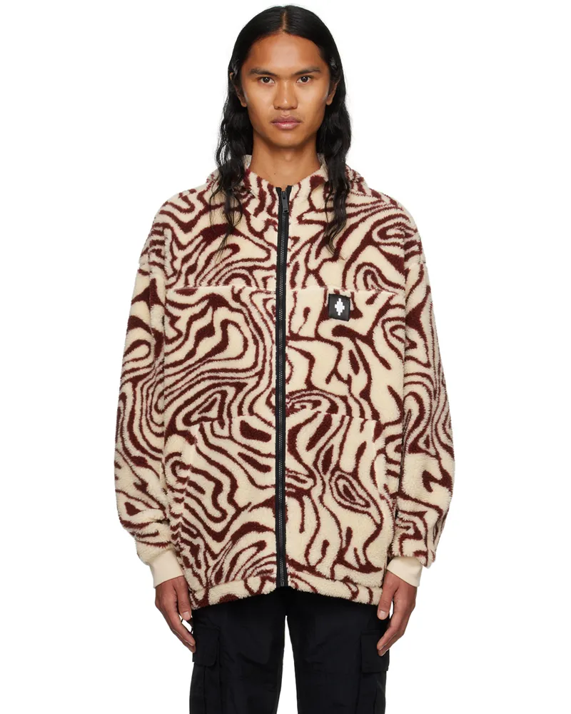 Marcelo Burlon | County of Milan Beige & Burgundy AOP Fluid Jacket Ecru