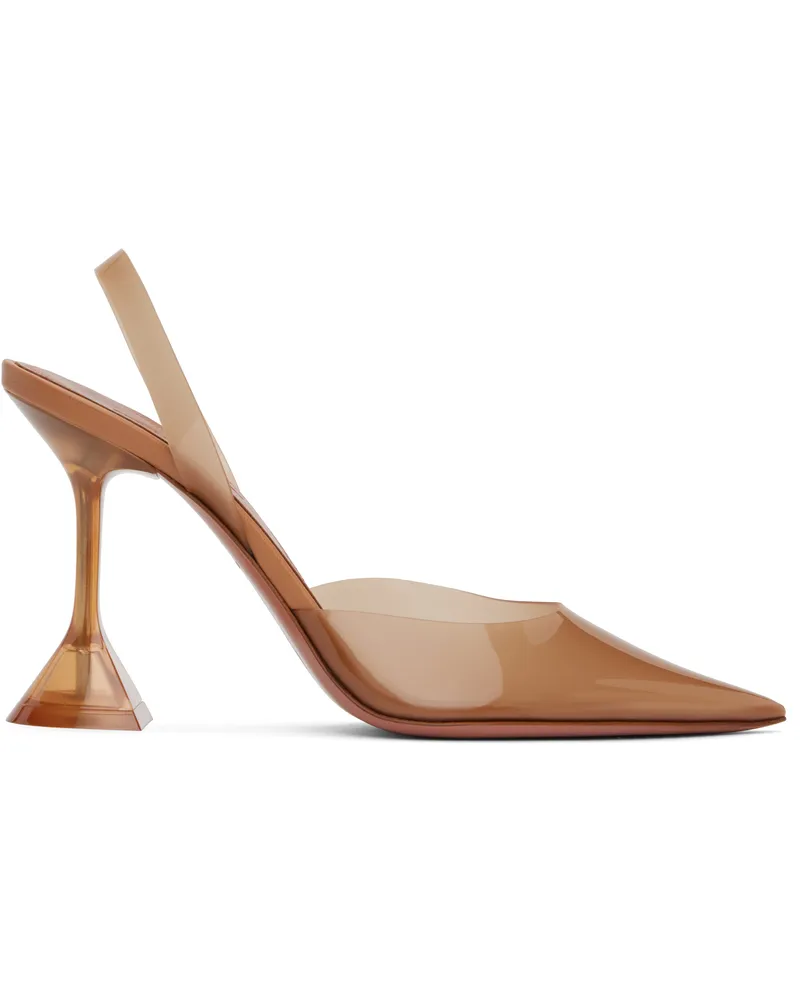 Amina Muaddi Tan Holli Glass Sling Heels Latte