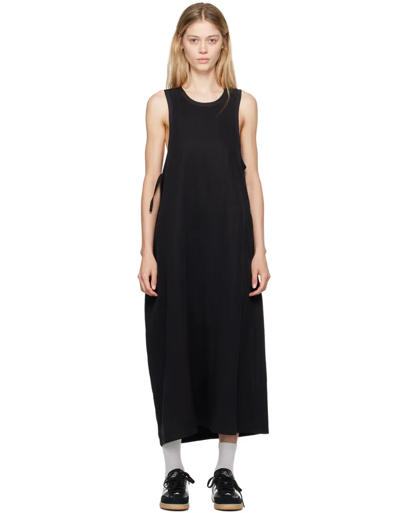 Y-3 Black Drawstring Midi Dress Black