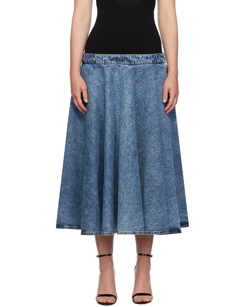 Alaïa Blue Band Denim Midi Skirt 524
