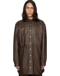 Rick Owens Brown Jumbo Fogpocket Leather Jacket Brown