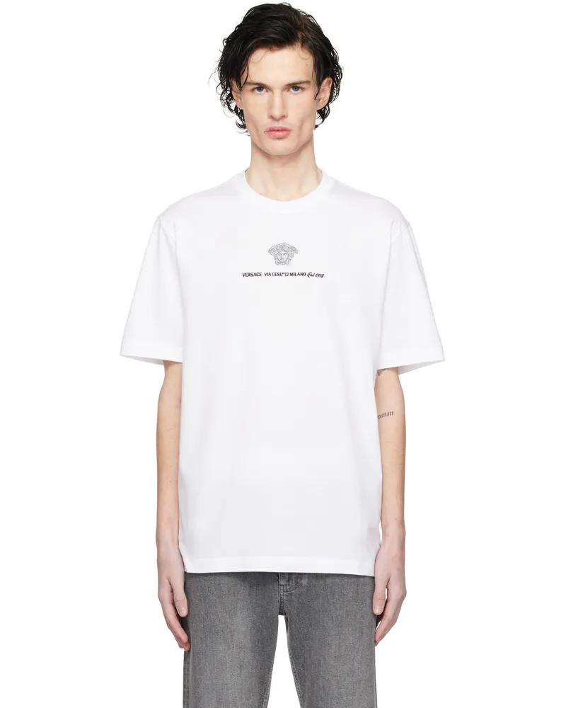 Versace White Medusa Embroidery T-shirt 1w000-optical