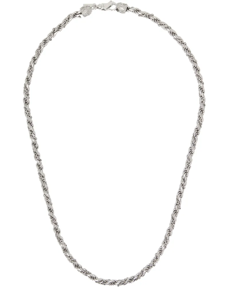 Emanuele Bicocchi Silver Wrapped Rope Chain Necklace Silver