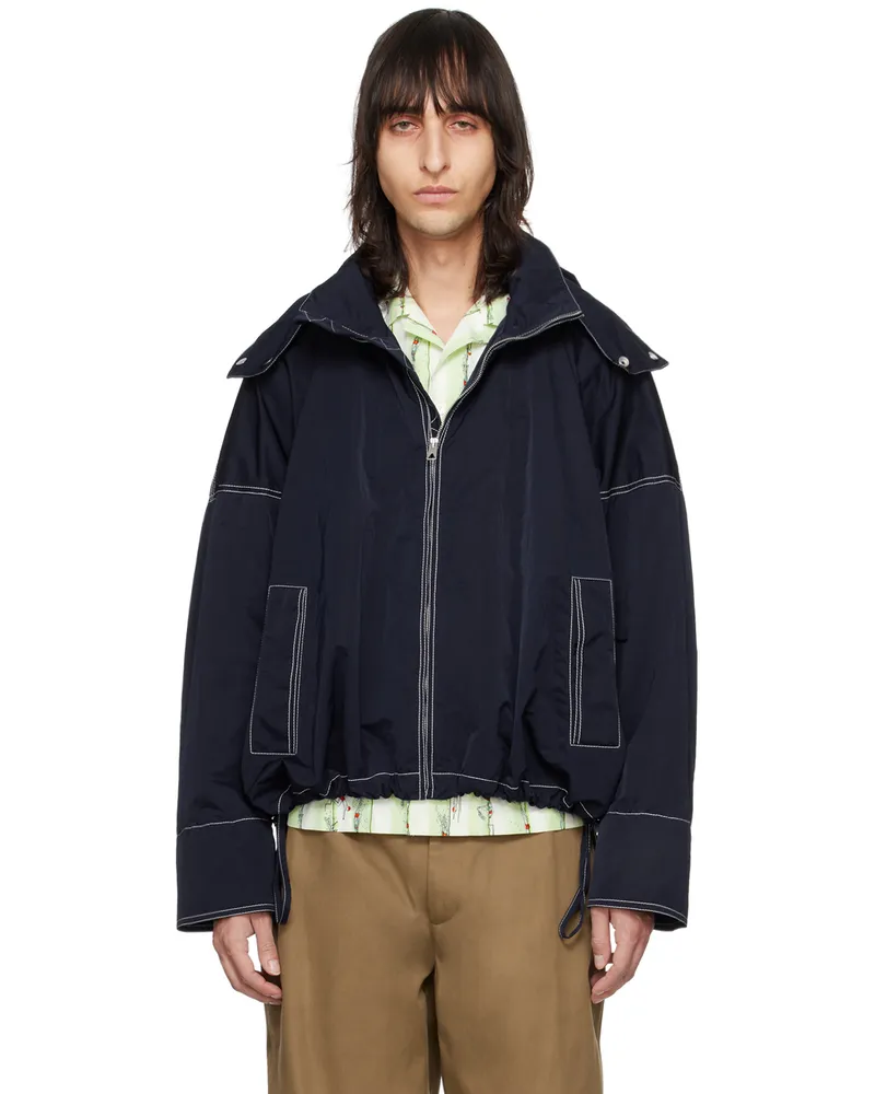 Bottega Veneta Navy Tech Nylon Jacket 4121-navy